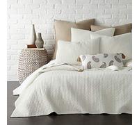 Levtex Home - Cross Stitch Quilt Set - 100% Cotton - King Quilt (106x92in.) + 2 King Shams (36x20in.) - Cream