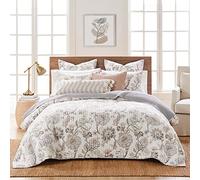 Levtex Home - Ophelia Quilt Set - Full/Queen Quilt and Two Standard Shams - Floral - Taupe Grey Cream Blush - Quilt (90x94in.) and Shams (20x26in.) - Reversible - Rayon/Cotton