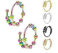 LevyPan 2-Pack Fidget Rings for Women Men Adjustable Stress Spinner Rings with Beads Fidget Rings for Anxiety, Adjustable, Metal, No Gemstone