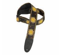 Levy's 2" Sun Design Jacquard Leather Backed Guitar Strap (Black)