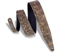 Levy's Leathers 2.5" Garment Leather Guitar Strap Distressed Design; Brown MG317BOG-BRN