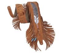 Levy's Leathers 2.5" Suede Guitar Strap with Native American Inspired Feather and Fringe Design; Honey Brown Color (MS17AIF-004)