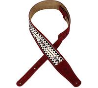 Levy's Leathers 2.5" Suede Leather Guitar Strap Embellish Suede Design; Burgundy, Black, and Tan (MSJ26-BRG)