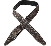 Levy's Leathers 2.5" Wide Rebel Leathers Series Genuine Leather Guitar Strap, Distressed Black with Eyelets, (M80RBEY-BLK)