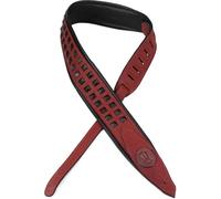 Levy's Leathers 2.5" Wide Rebel Leathers Series Genuine Leather Guitar Strap, Oxblood with Black Studs, (M80GRPDX-BRG)