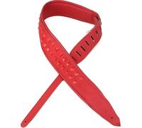 Levy's Leathers 2.5" Wide Rebel Leathers Series Genuine Leather Guitar Strap, Vibrant Red with Red Studs, (M81GRPDX-RED)