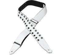 Levy's Leathers 2.5" Wide Rebel Leathers Series Genuine Leather Guitar Strap, White with Black Eyelets, (M80RBEY-WHT)
