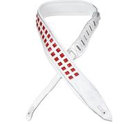 Levy's Leathers 2.5" Wide Rebel Leathers Series Genuine Leather Guitar Strap, White with Red Studs, (M81GRPDX-WHT)