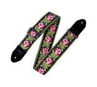 Levy's Leathers 2" Fabric Guitar Strap Rosa Design, Hot Rosa Pink, Green, and Black (MC8JQ-003
