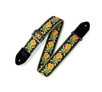 Levy's Leathers 2" Fabric Guitar Strap Rosa Design Yellow, Gold, Green, and Black (MC8JQ-004, Rosa - Yellow