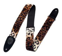 Levy's Leathers 2" Faux-Fur Leopard Print Guitar Strap with Genuine Leather Ends; (MSSF8-LYX)