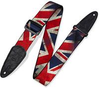 Levy's Leathers 2 inch polyester guitar strap with sublimation printed distressed flag design (MDP-UK).