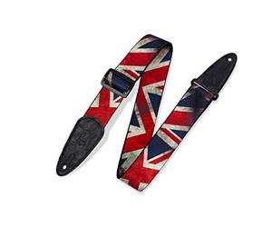 Levy's Leathers 2 inch polyester guitar strap with sublimation printed distressed flag design (MDP-UK).