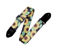 Levy's Leathers 2" Polyester Guitar Strap Sunflower Design; Black, Yellow, Green, and Brown MP2-009