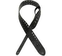 Levy's Leathers 2" Veg-Tan Leather Guitar Strap Square Punch Out Premier Design; Black (M12SPOV-BLK)