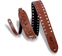 Levy's Leathers 2" Veg-Tan Leather Guitar Strap Square Punch Out Premier Design; Brown (M12SPOV-BRN)