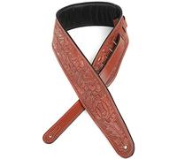 Levy's Leathers 3" Padded Veg-Tan Leather Leather Guitar Strap; Acorn and Oak Leaves Design - Walnut (PM44T01-WAL)
