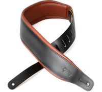 Levy's Leathers 3" Wide Amped Leather Series Guitar Strap with Foam Padding, Black with Tan Garment Backing, (M26PD-BLK-TAN)