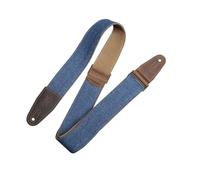 Levy's Leathers Denim Series 2" Wide Guitar Strap with Genuine Leather Ends; Blue (M7DM-BLU)