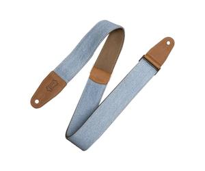 Levy's Leathers Denim Series 2" Wide Guitar Strap with Genuine Leather Ends; Light Blue (M7DM-LTB)