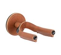 Levy's Leathers Forged Steel Guitar Hanger; Black Metal with Tan Veg-Tan Leather Yoke Wraps (LVY-FGHNGR-BKTN)