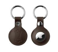 Levy's Leathers Genuine Leather AirTag Holder Keychain Compatiable with All Air Tags with Secure Button Closure, Dark Brown (A66AIR-DBR)