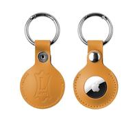 Levy's Leathers Genuine Leather AirTag Holder Keychain Compatiable with All Air Tags with Secure Button Closure, Tan (A66AIR-TAN)