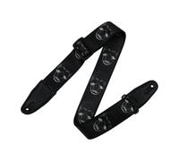 Levy's Leathers Guitar Strap MPD2-112 Prints Polyester With Leather Ends 2" - Black Withhite Skull
