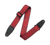 Levy's Leathers Guitar Strap MPD2-114 Prints Polyester With Leather Ends 2" - Dark Red &Red Skull