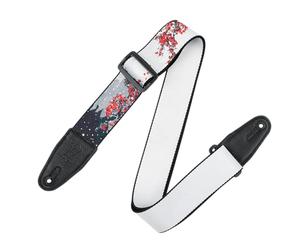 Levy's Leathers Guitar Strap MPD2-116 Prints Polyester With Leather Ends 2" - Cherry Blossom SnoWith