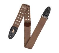 Levy's Leathers MC8TWEY-BRN 2" Brown Cotton "Worn & Torn" Guitar Strap with Brass Eyelets and Tri-Glide Adjustment