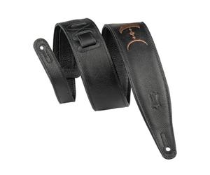Levy's Leathers MG317MP-BLK-BRN - Adult Padded Leather Strap Moon Phase Embroidery 2.5" Adjustable from 48" to 56" Guitar Strap Black/Brown Standard