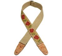 Levy's Leathers MH8P-009 Natural Hemp Webbing w Cork Ends 2 inch - Rosa Pink and Red