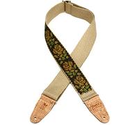 Levy's Leathers MH8P-010 Natural Hemp Webbing w Cork Ends 2 inch - Rosa Yellow Orange on Black