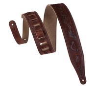 Levy's Leathers Ms17t03-brn 2.5 inch Suede Leather Tooled Guitar Strap with Kokopelli Design - Brown