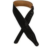 Levy's Leathers Ms17t04-blk 2.5 inch Suede Leather Tooled Guitar Strap with Skulls Design - Black