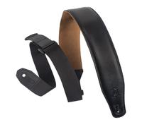 Levy's Leathers Right Height Guitar Strap with RipChord Quick Adjustment Technology and Suede Backing; 2.5" Width Padded Garment Leather - Black (MRHGS-BLK)