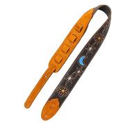 Levy's Leathers Sunbird Series Guitar Strap with Vibrant Multi-layered Sun and Moon Design, Featuring Genuine Dark Brown Suede Leather Ends (M4MN-DBR)