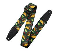 Levy's Leathers Tasty Grooves Series 2" Wide Polyester Guitar Strap with Adjustable Length, Green Taco Time Pattern (MP2TG-005)