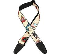 Levy's Leathers Unisex's 2" Poly Guitar Strap Series Black Leather Ends Adjustable from 35” to 60, Old School Tattoo Flash Design, One Size
