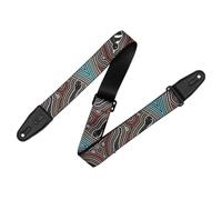 Levy's Leathers Unisex's 2" Poly Strap with Down Under Guitar Bird and Snake Design and Black Leather Ends Adjustable from 35” to 60, One Size