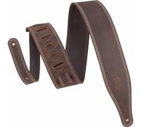 Levy's Leathers Butter Double Stitch 2.5" wide Garment Leather Guitar Strap; Deluxe Series - Dark Brown (M17BDS-DBR)