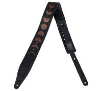 Levy's 2.5 Inch Padded Leather Strap Moon Phase Embroidery Adjustable from 48 to 55.5 Inches Guitar, Black/Brown, One Size