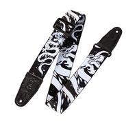 Levys Leathers 2" Wide Polyester Guitar Strap with Genuine Leather Ends; Black and White Dragon Motif (MPD2-013)