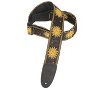 Levys MPJG 2in Jacquard/Leather Backed Sun Guitar Strap, Black