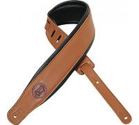 Levy's MSS2-TAN 2.5 inch Padded Guitar Straps with Garment Leather Back and Signature Logo - Tan