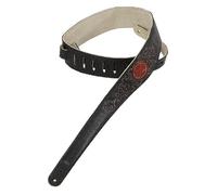 Levy's MSS60SG-BLK Country Collection Leather Padded Guitar Straps with Suede Back and Stitching- Black