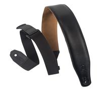 Levy's Leathers Right Height Guitar Strap with RipChord Quick Adjustment Technology and Suede Backing; 2.5" Width Padded Garment Leather - Black (MRHGS-BLK)