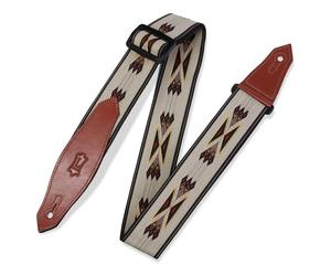 Levys Tribal Rhythms 2" Jacquard Weave Guitar Strap Arrows with Veg-Tan Leather