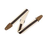 Levy's Unisex's 2" Combo Series Strap with a 1" Leather Strip Cotton Adjustable from 35" to 60" Guitar, Natural/Dark Brown, One Size